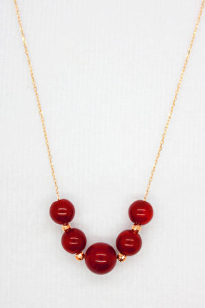 925 Ayar Mercan Rose Gümüş Kolye (TGK0072)