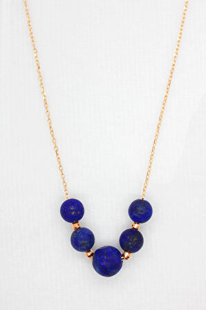 925 Ayar Lapis Lazuli Rose Gümüş Kolye (TGK0073)