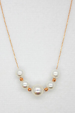 925 Ayar Mayorca İncili Rose Gümüş Kolye (TGK0079)