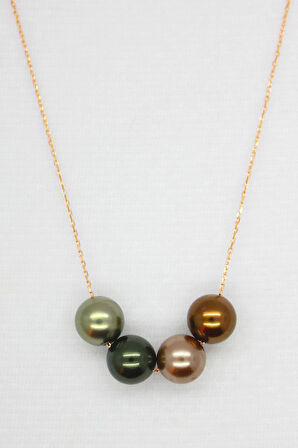 925 Ayar 4 Renk Mayorca İncili Rose Gümüş Kolye (TGK0081)