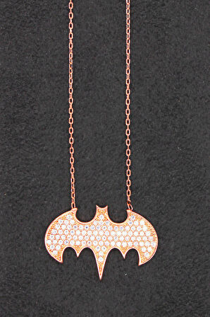 925 Ayar Yarasa Rose Gümüş Kolye (TGK0090)