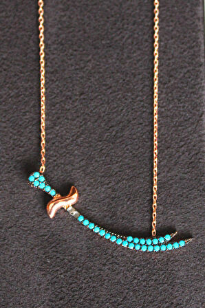 925 Ayar Turkuaz Zülfikar Rose Gümüş Kolye (TGK0108)