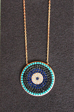 925 Ayar Sosyete Gözü Rose Gümüş Kolye (TGK0112)