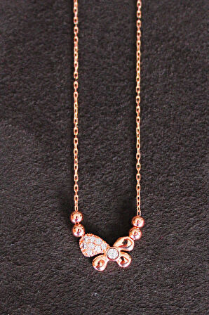 925 Ayar Kelebek Rose Gümüş Kolye (TGK0125)