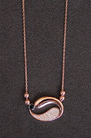 925 Ayar Siyah Balık Rose Gümüş Kolye (TGK0145)