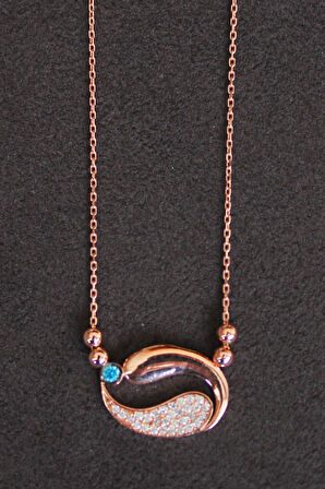 925 Ayar Turkuaz Balık Rose Gümüş Kolye (TGK0146)