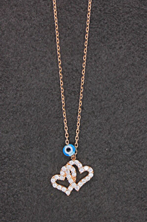 925 Ayar Kalpler Rose Gümüş Kolye (TGK0168)