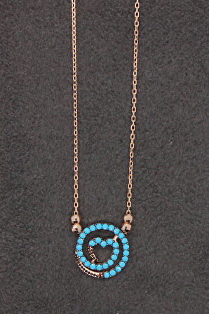 925 Ayar Turkuaz Lava Rose Gümüş Kolye (TGK0169)