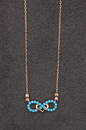 925 Ayar Turkuaz Sonsuzluk Rose Gümüş Kolye (TGK0172)