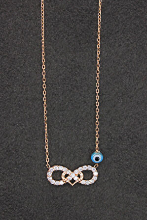 925 Ayar Sonsuzluk Rose Gümüş Kolye (TGK0174)