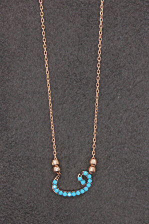 925 Ayar Turkuaz Vav Rose Gümüş Kolye (TGK0180)