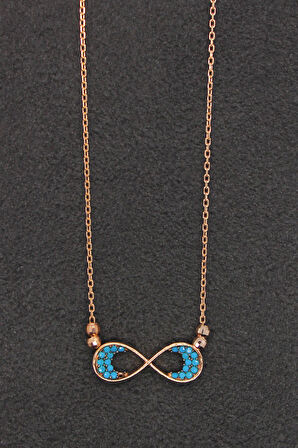 925 Ayar Turkuaz Sonsuzluk Rose Gümüş Kolye (TGK0183)