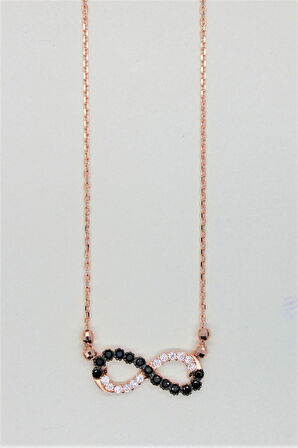 925 Ayar Siyah Sonsuzluk Rose Gümüş Kolye (TGK0194)