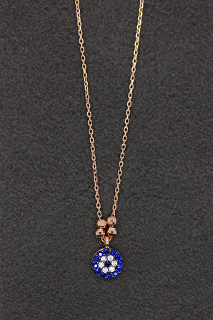 925 Ayar Nazar Rose Gümüş Kolye (TGK0196)