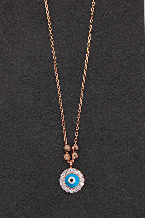 925 Ayar Nazar Rose Gümüş Kolye (TGK0197)