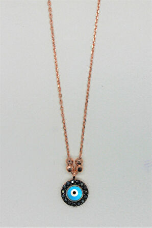 925 Ayar Nazar Rose Gümüş Kolye (TGK0199)