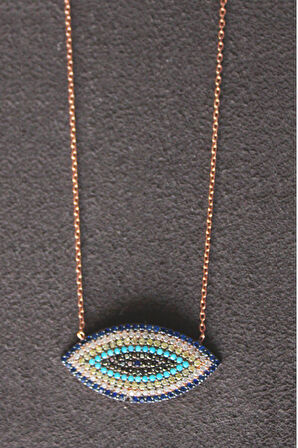 925 Ayar Markiz Sosyete Gözü Rose Gümüş Kolye (TGK0207)