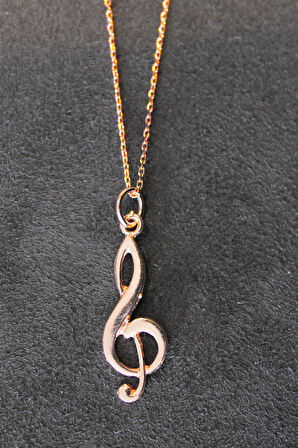 925 Ayar Sol Anahtarı Rose Gümüş Kolye (TGK0291)