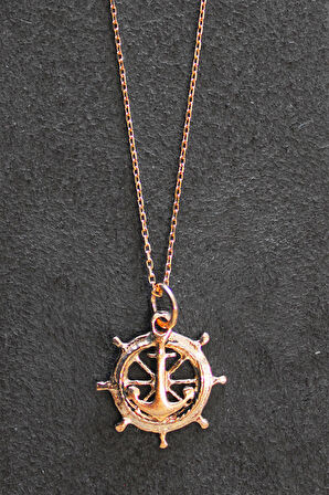925 Ayar Gemi Dümeni Rose Gümüş Kolye (TGK0318)