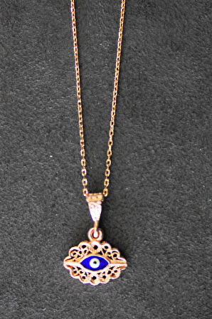 925 Ayar Nazarlı Göz Rose Gümüş Kolye (TGK0323)