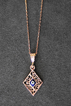 925 Ayar Nazarlı Rose Gümüş Kolye (TGK0325)