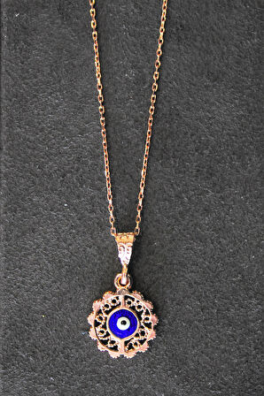925 Ayar Nazarlı Rose Gümüş Kolye (TGK0327)