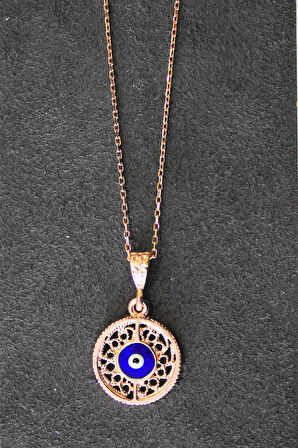 925 Ayar Nazarlı Rose Gümüş Kolye (TGK0328)