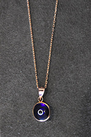 925 Ayar Laci Nazarlı Göz Rose Gümüş Kolye (TGK0330)