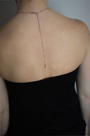 925 Ayar Toplu Rose Gümüş Sırt Kolyesi (TGK0345)