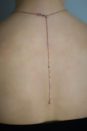 925 Ayar Toplu Rose Gümüş Sırt Kolyesi (TGK0345)