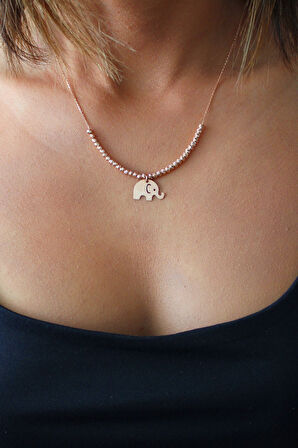 925 Ayar Dorika Toplu Fil Roz Gümüş Kolye (TGK0390)