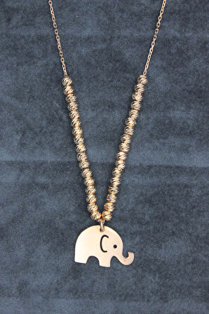 925 Ayar Dorika Toplu Fil Roz Gümüş Kolye (TGK0390)