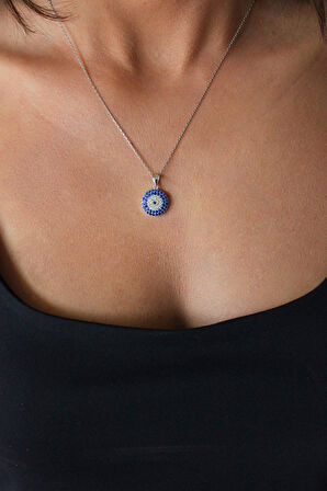 925 Ayar Sosyete Gözü Gümüş Kolye (TGK0392)