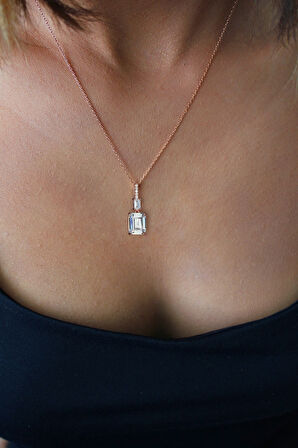 925 Ayar Baget Roz Gümüş Kolye (TGK0393)