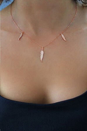 925 Ayar Yaprak Rose Gümüş Kolye (TGK0409)