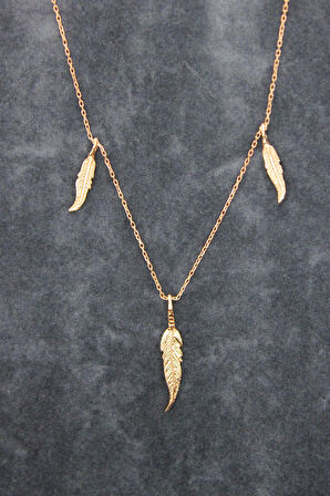 925 Ayar Yaprak Rose Gümüş Kolye (TGK0409)