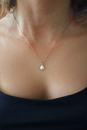 925 Ayar İnci Roz Gümüş Kolye (TGK0410)