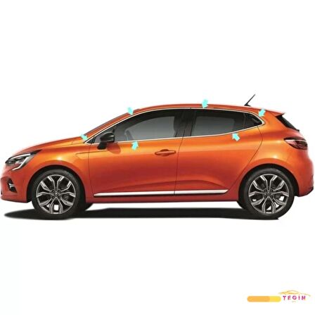 Clio 5 HB 5D 2019 Sonrası Cam Çerçevesi 12 Parça Paslanmaz Çelik