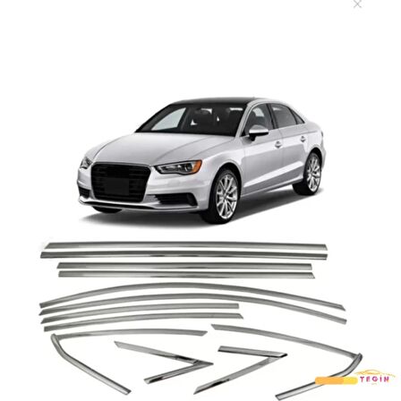 Audi A3 2012-SD 2012 Sonrası Cam Çerçevesi 12 Parça Paslanmaz Çelik