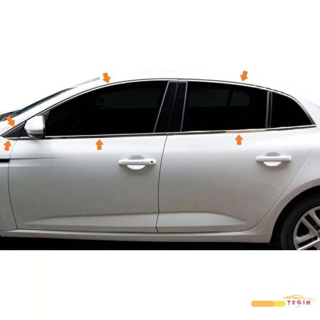 Megane 4 SD 2016 Sonrası Cam Çerçevesi 12 Parça Paslanmaz Çelik