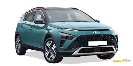 Hyundai Bayon SUV 2021 Sonrası Cam Çerçevesi 14 Parça Paslanmaz Çelik