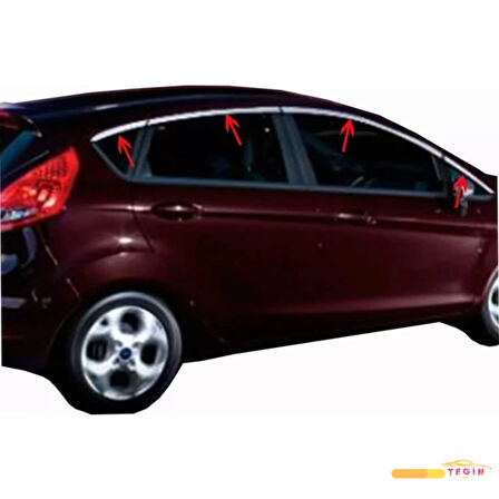 Fiesta 6 HB 5D 2009 Sonrası Premium Cam Üst Çerçevesi 4 Parça Paslanmaz Çelik