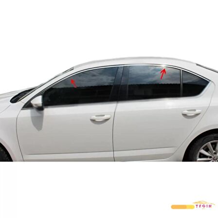 Skoda Octavia 3(A7) SD 2013 Sonrası Premium Cam Üst Çerçevesi 4 Parça Paslanmaz Çelik