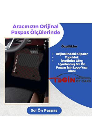 Porsche Panamera 2009-2016 Prime Siyah Kırmızı Deri Siyah Kenar Paspas