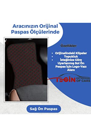 Kia Pro Ceed Ed 2007-2011 Prime Siyah Kırmızı Deri Siyah Kenar Paspas