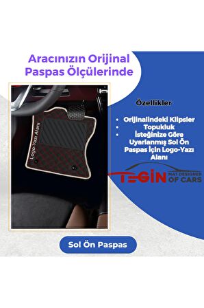 Audi A6 C7 2012-2018 Prime Siyah Kırmızı Deri Beyaz Kenar Paspas