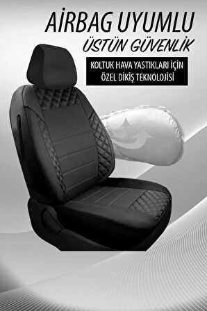 SportDesing Deri Kumaş Koltuk Kılıfı Takımı Siyah