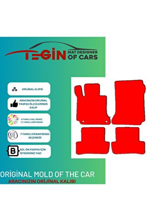 Mercedes C Serisi W204 2007-2014 Prime Siyah Halı Bej Kenar Halı Paspas