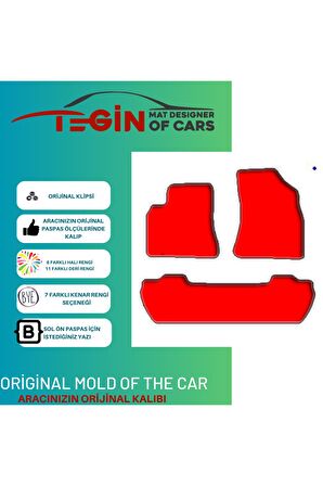 Peugeot Partner Tepee 2008 Ve Sonrası  Siyah Halı Bej Kenar Halı Paspas