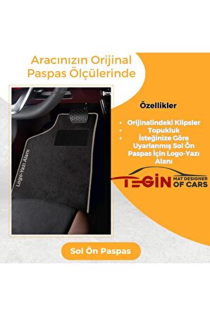 Renault Megane 2 2002-2008 Sedan Prime Siyah Halı Bej Kenar Halı Paspas